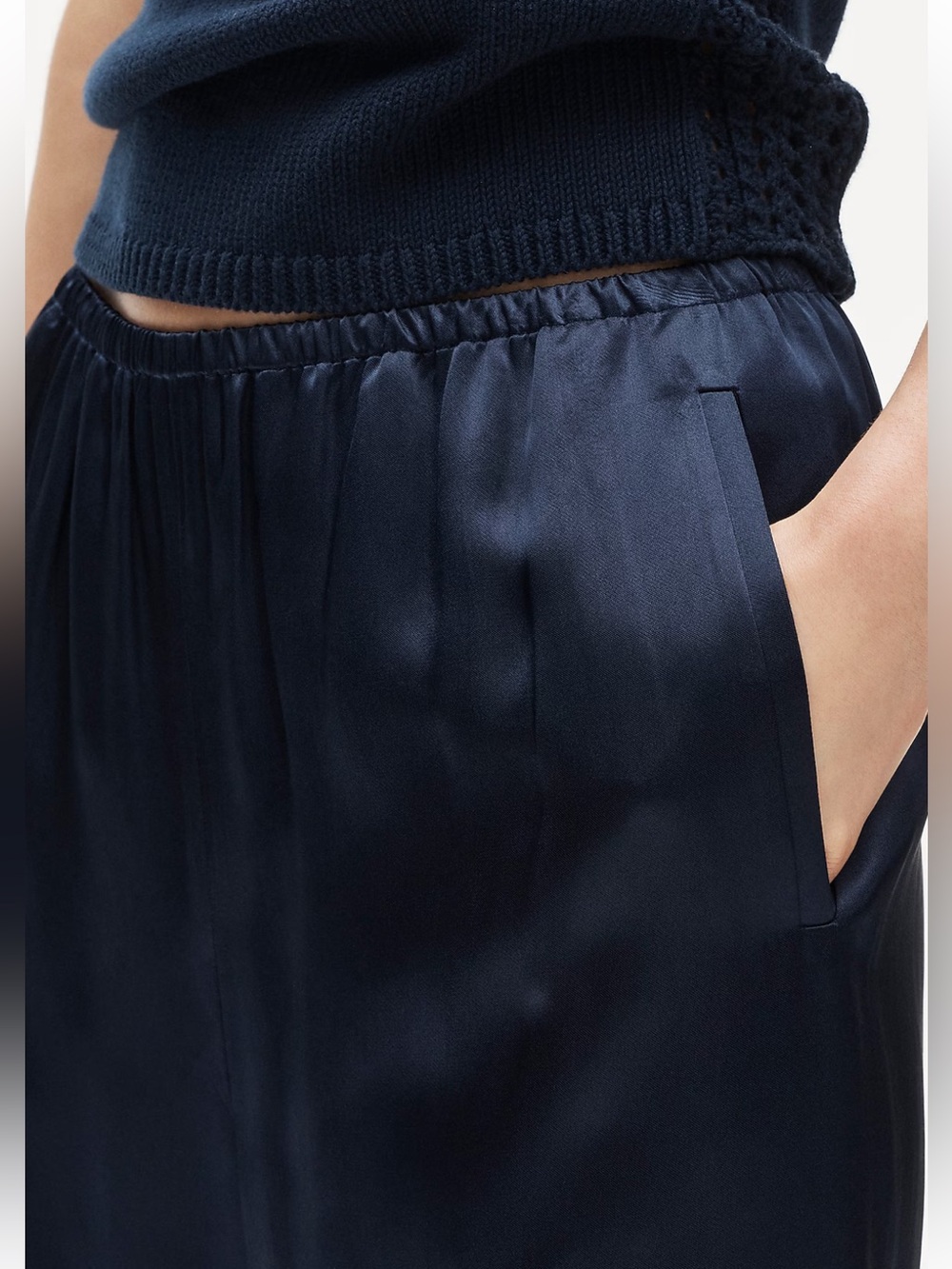 NWT JCrew Tall Cosmo pant in luster charmeuse - Navy - Small Tall - CN716 - Picture 4 of 14